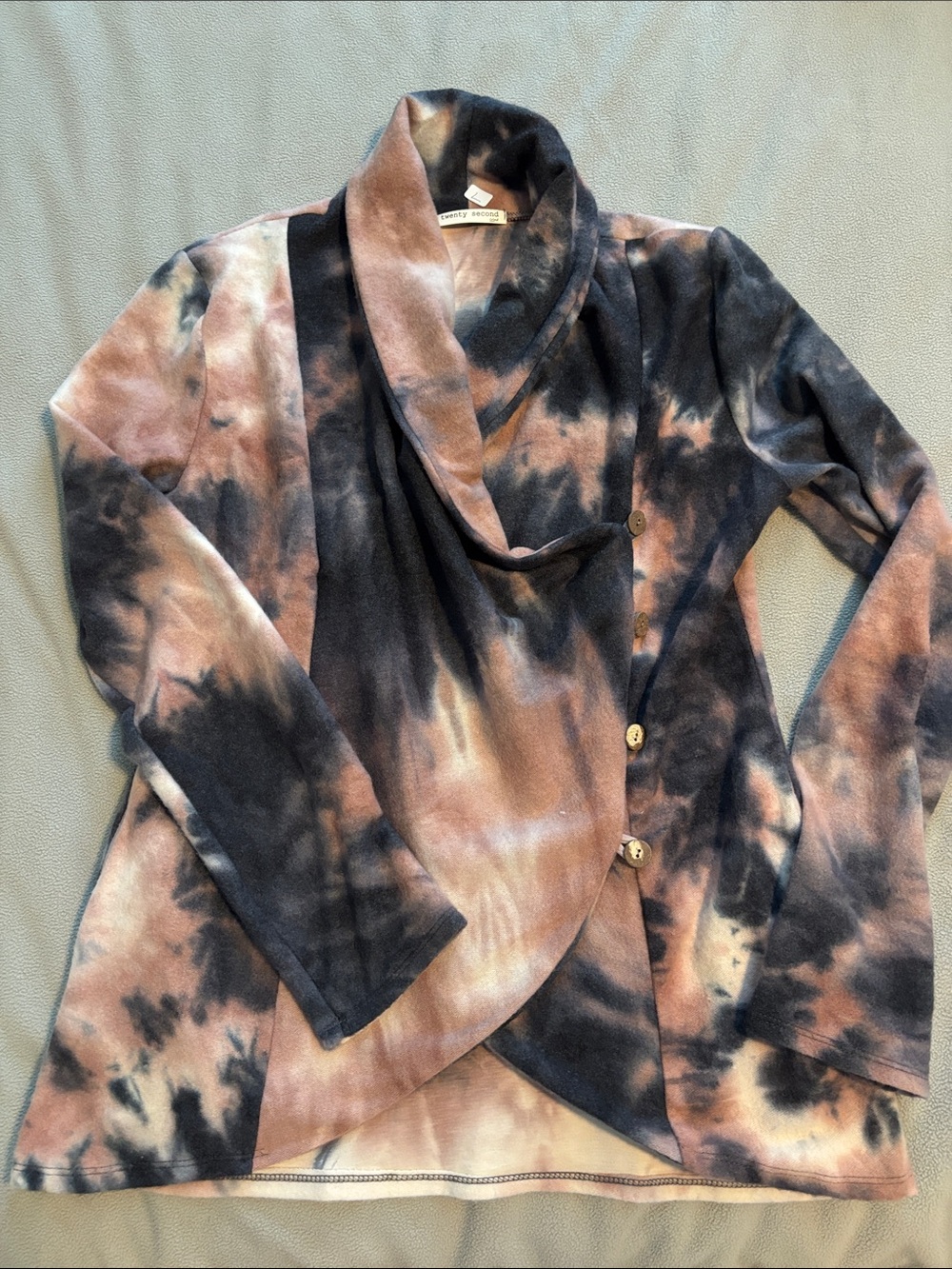 twenty second Tie-Dye Draped Button Cardigan - Pink & Black